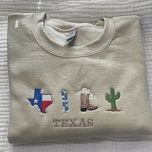 Texas state embroidered sweatshirt, Texas gift, Texas hoodie