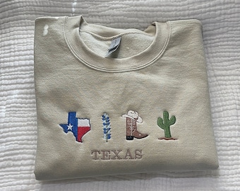 Texas state embroidered sweatshirt, Texas gift, Texas hoodie
