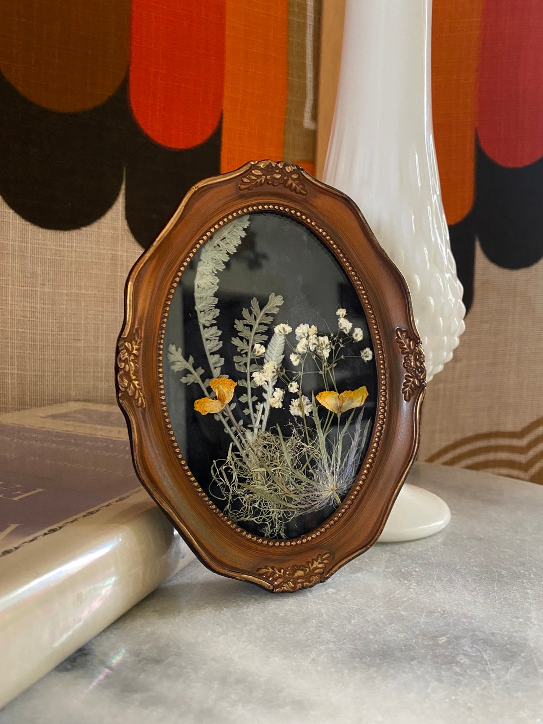 Pressed Dried Plants Inside a Plastic Ornate Frame Etsy
