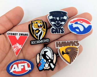 AFL Shoe Charms | Australian Football League Team Croc Charms | Jibbitz for Crocs |   Aussie Rules Football Sports Charms | Crocs Pin Badge