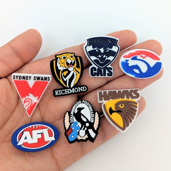 AFL Shoe Charms | Australian Football League Team Croc Charms | Jibbitz for Crocs |   Aussie Rules Football Sports Charms | Crocs Pin Badge