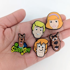 Nostalgic TV Cartoon Inspired Croc Charms for Clogs | Shoe Charms | Jibbitz | Dog Scooby Shaggy Velma Daphne Shoe Charms Pin Badge