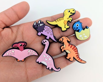 Dinosaur Shoe Charms | Dinosaur Charms | Jibbitz for Crocs | T-Rex Shoe Charms | Stegosaurus Shoe Charms | Shoe Charm Pin Badge