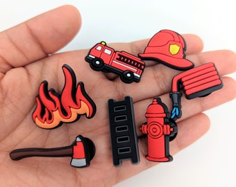 Fire Fighter Shoe Charms | Fire Truck Engine Ladder Hose Axe Crocs Charms | Jibbitz for Crocs |  Lifeguard Shoe Clips | Croc Pins Shoe Badge