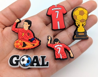 Football Soccer Shoe Charms | Messi Ronaldo Soccer Charms | Sports Field Goal Referee Shoe Charms | Jibbitz for Crocs | Crocs Pin Badge