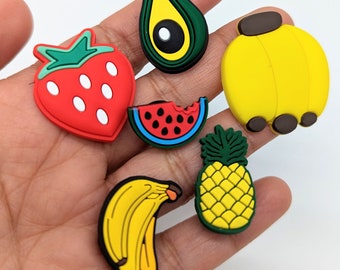 Fruits Shoe Charms | Avocado | Strawberry | Banana | Pineapple | Apple | Jibbitz for Crocs | Clog Charm Pin Badge | Fruit Lover's Charms