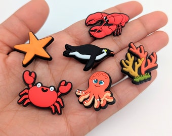 Sea Animals Crocs Shoe Charms | Crab Octopus Turtle Penguin Star Fish Charms | Jibbitz for Crocs | Sea Horse Ocean Charms | Crocs Pin Badge