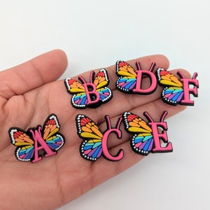 Rainbow Butterfly Alphabet Shoe Charms: Initial Croc Jibbitz
