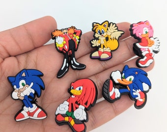 Sonic Shoe Charms | Knuckles Amy Rose Doctor Eggman Croc Charms | Jibbitz for Crocs | Croc Pin | Shoe Badge | Sonic Gifts