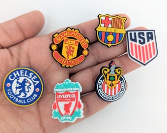 Soccer Team Shoe Charms | Chelsea Manchester United Liverpool Croc Charms | Jibbitz for Crocs | Shoe Charm Pin Badge | Soccer Accessories