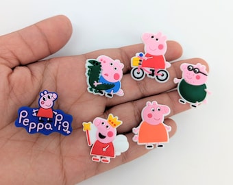 Peppa Pig Inspired Shoe Charms | Mummy Daddy Pig George Croc Charms | Jibbitz for Crocs | Peppa Friends Suzi Rebecca Charm | Crocs Pin Badge