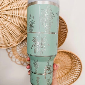 Engraved Personalized Stanley Travel Quencher H2.0 Tumbler - Stanley Cup - Plant Engraved