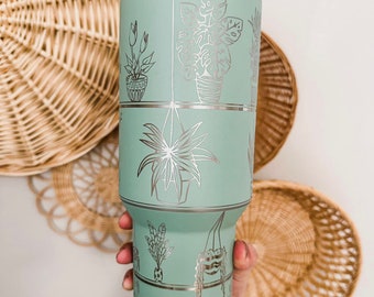 Vaso Stanley Travel Quencher H2.0 personalizado grabado - Copa Stanley - Planta grabada