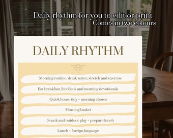 Daily rhythm, homeschool schedule | Customizable or printable daily schedule