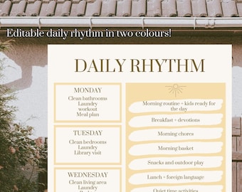 Daily Rhythm, homeschool schedule and weekly organizer | Customizable or printable