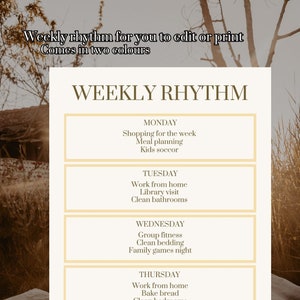 Weekly schedule and weekly organizer | customizable or printable