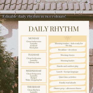 Daily Rhythm, homeschool schedule and weekly organizer | Customizable or printable