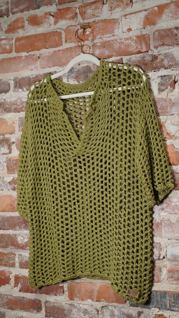 RONRON ♥ CROCHET SQUARE OVER FIT T SHIRT/追跡付 CROCHET SQUARE OVER FIT T SHIRT GREY - RONRON 론론