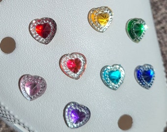 Small Heart Gem Shoe Charm / Cute / Colorful / Fun / Kids / Girly / Sparkle / Bling