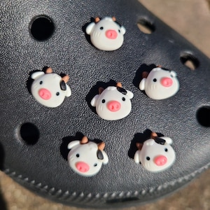 ONE Cow Shoe Charm / Handmade / Fun / Cute / Kawaii / Chubby / Critters / Kids / Gift