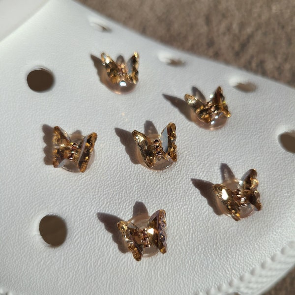 ONE Amber Butterfly Gem Shoe Charm / Brown / Tan / Cute / Handmade / Luxury / Opulent / Y2K / Jewelry / Gift