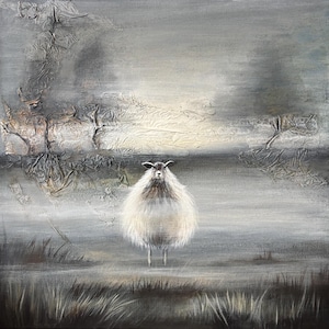 Gift for friend Sheep painting Farmhouse decor Sheep art Animal Original painting Farmhouse Wall art