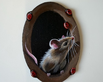 Aimant de réfrigérateur souris peint à la main, mini décoration de cuisine artistique, cadeau pour amoureux des animaux