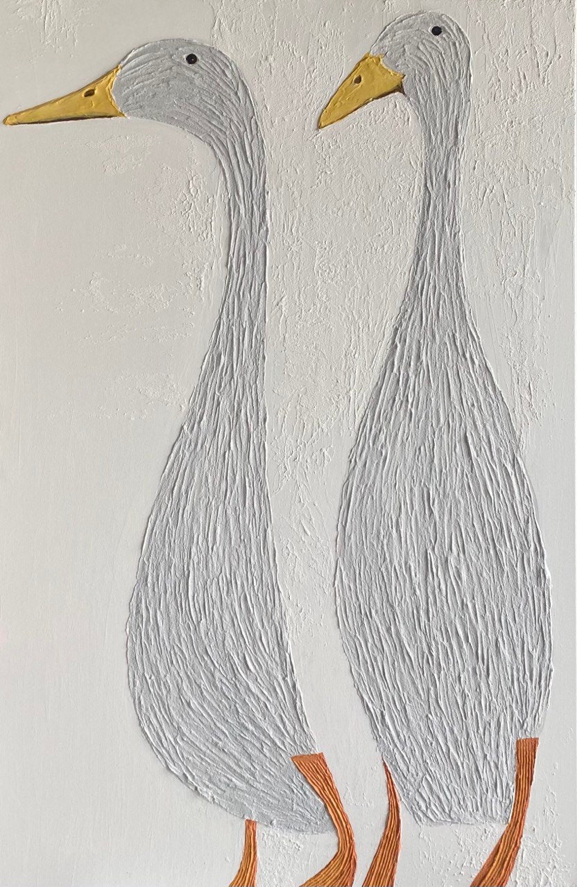 Geese Painting: Abstract Texture Art, Minimalist Living Room Decor - Etsy