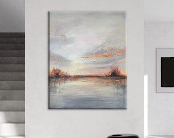 Neutral Abstract Texture Painting: Modern Acrylic Landscape (30x24 inches)