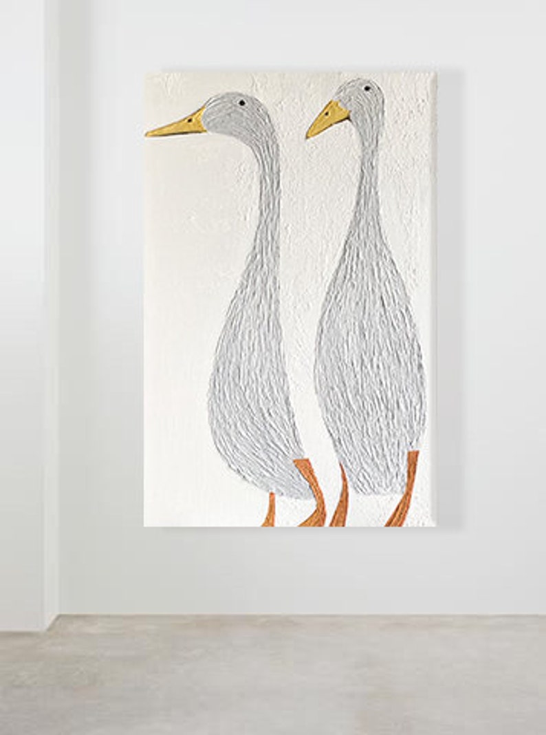 Geese Painting: Abstract Texture Art, Minimalist Living Room Decor - Etsy