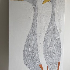Geese Painting: Abstract Texture Art, Minimalist Living Room Decor - Etsy
