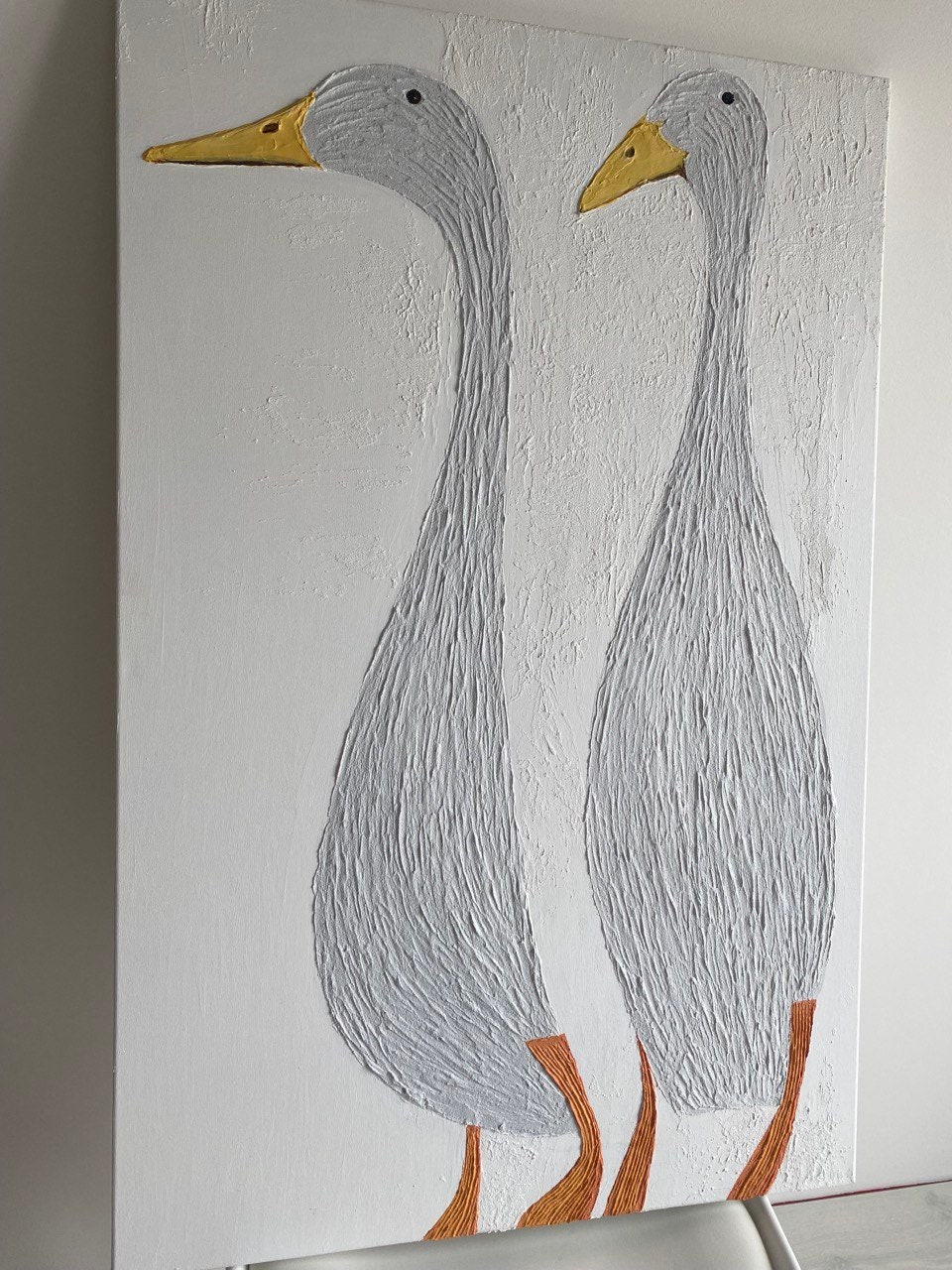 Geese Painting: Abstract Texture Art, Minimalist Living Room Decor - Etsy