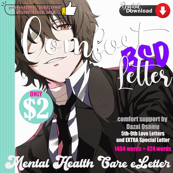 Romantic Emails from Dazai Osamu BSD | 1494 Words | 5th-9th Love Letters | Digital Letter DOWNLOAD