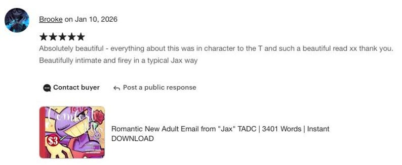 Email romantica per adulti da "Jax" TADC / 3401 parole / DOWNLOAD immediato immagine 5