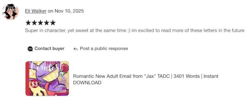 Email romantica per adulti da "Jax" TADC / 3401 parole / DOWNLOAD immediato immagine 8