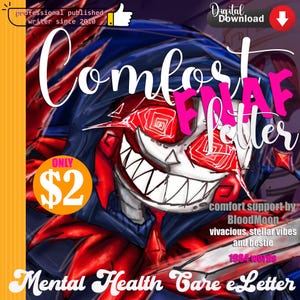 May include: A digital download of a comfort letter for mental health care. The letter is written in a red and black font with a cartoon character in the background. The letter is available for £2.