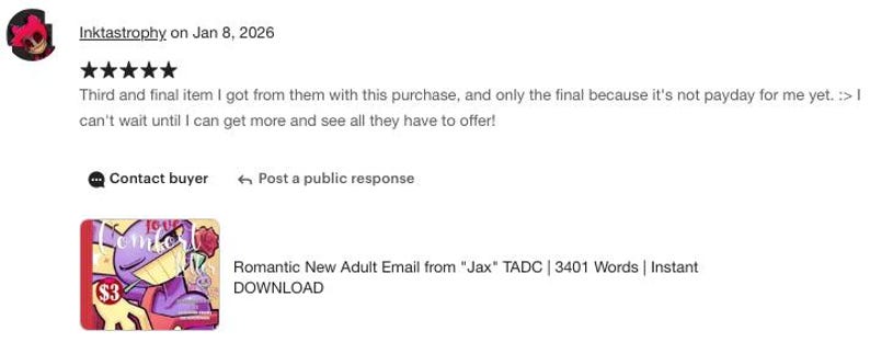 Email romantica per adulti da "Jax" TADC / 3401 parole / DOWNLOAD immediato immagine 6