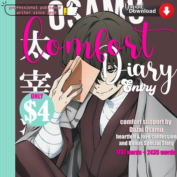 Romantic Cute DIARY Entry from Dazai Osamu BSD - 1737 Words | Bonus Special Story - 2435 Words |  Digital DOWNLOAD