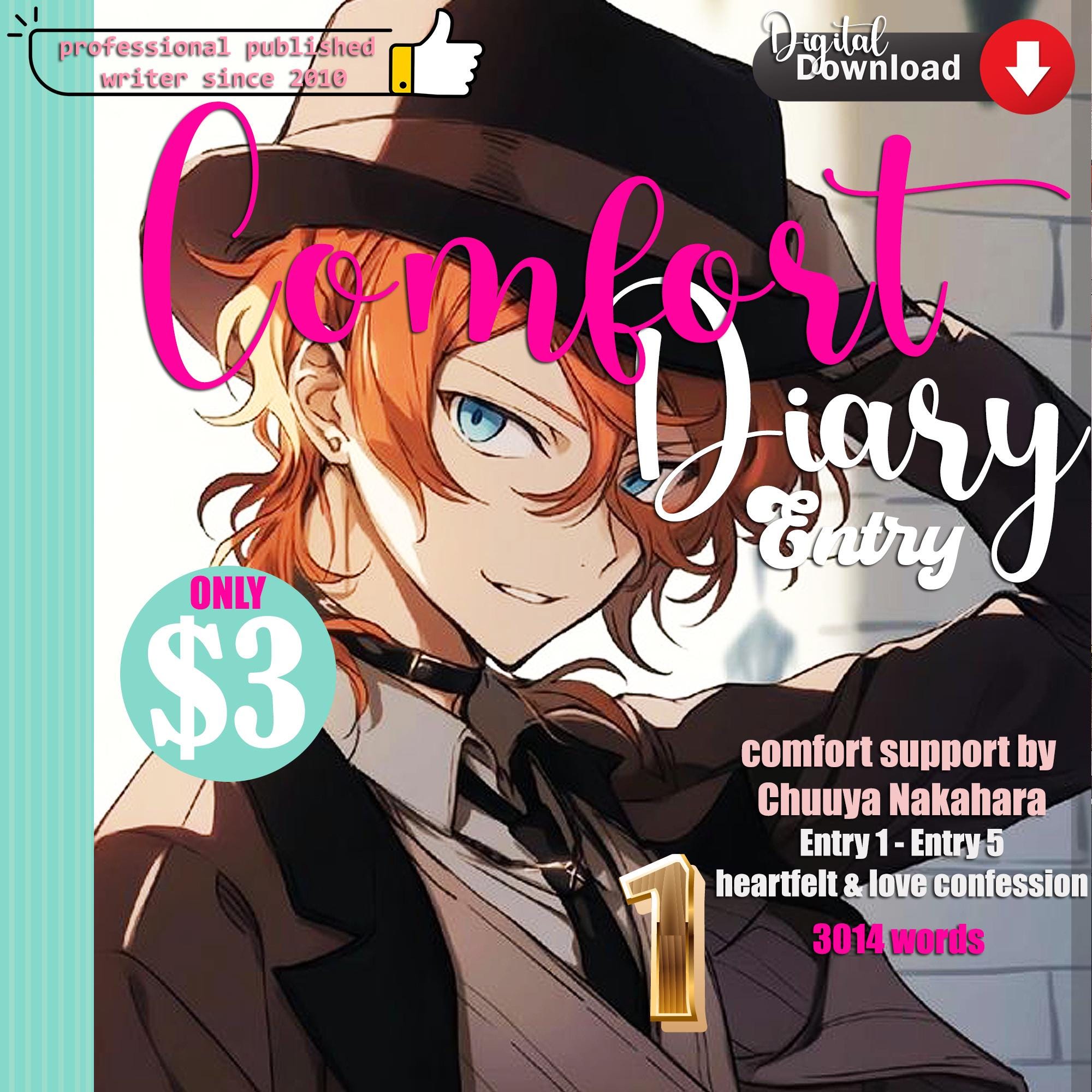 Romantic Cute DIARY Entry from Chuuya Nakahara BSD - 1 | 3014 Words | 12 pages | Digital DOWNLOAD