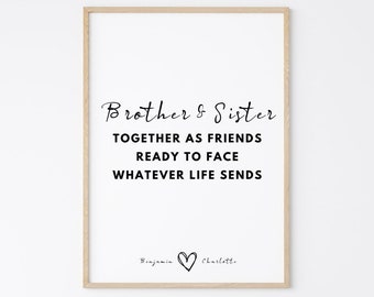 Siblings personalized quote, Siblings quote, Brother and sister gift, Kids room decor,  Gift for brother from sister, Bedroom wall art