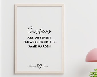 Custom Sister quote, Girls bedroom decor, Printable wall art, Personalized gift, Sister quote, Sister gift from sister, Nursery decor