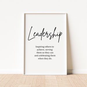 Leadership, Leader gift, Leader quote, Home office, Leadership quote, Office decor, Printable wall art, Home decor, Home office decor