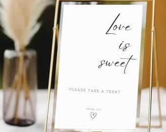 Minimalist Love is Sweet Sign Printable, Modern Wedding Favor Sign, Please Take a Favor, Sweet Treat Baby Shower Bridal Shower DANA