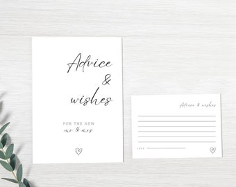 Minimalist Advice For The Bride And Groom Card Template, Wedding Well Wishes Sign DANA, Printable advice, Newlywed advice, Advice sign