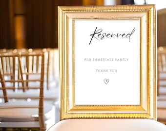 Minimalist Reserved Sign, Modern Reserved Seating Sign Printable, Bohemian Wedding Reserved Sign, Printable reserved sign wedding DANA