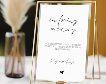 Minimalist In Loving Memory Sign, Printable memory sign, Sign for wedding, Memory sign wedding, Wedding signs, Minimalist wedding DANA