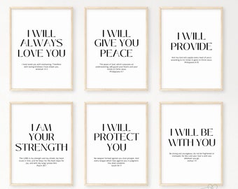 Bible Versus, Jeremiah, Phillippians, Psalm, Isaiah, Joshua 1:9, Printable wall art, Typography quote, Home decor, Black and white quotes
