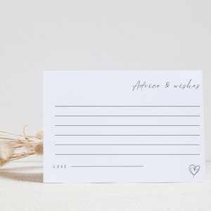 Minimalistischer Rat für die Braut und den Bräutigam Karten Vorlage, moderne Brautparty Ratschlag Karten, Boho Hochzeit, Hochzeit gut wünscht Zeichen DANA