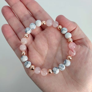 Rose Quartz and Howlite Gemstone Bracelet