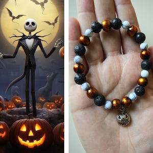 Pulsera de piedras preciosas de Jack Skellington, el Rey Calabaza